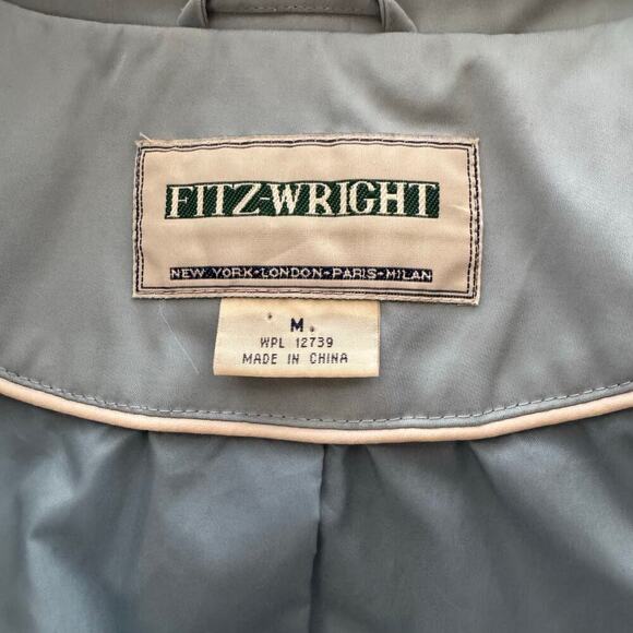 Fitz-Wright Vintage Belted Button Front Trench Coat Light Blue Women Size M - Picture 9 of 16
